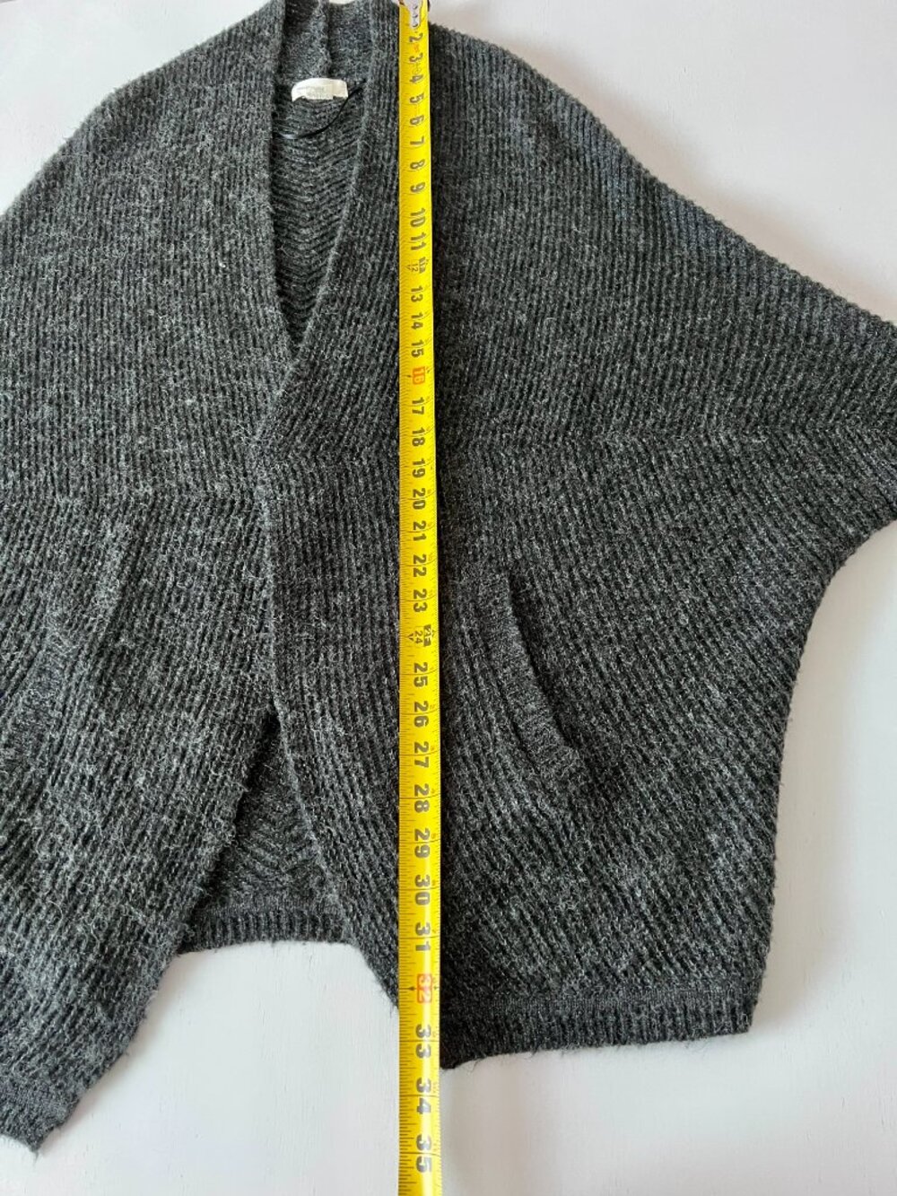 Anthropologie Sleeping on Snow Gray Wool Blend Open Front Oversized Cardigan - S - Picture 8 of 8